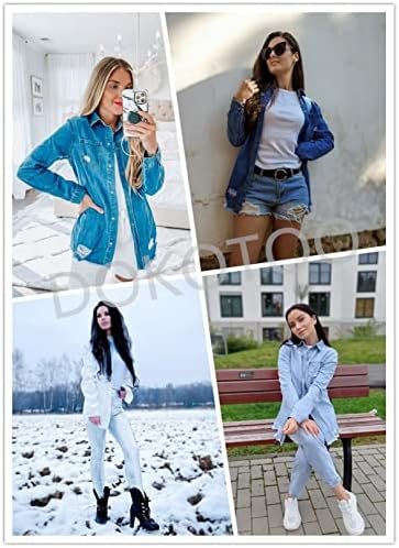 Dokotoo Women's Oversized Denim Jacket Casual Long Sleeve De...