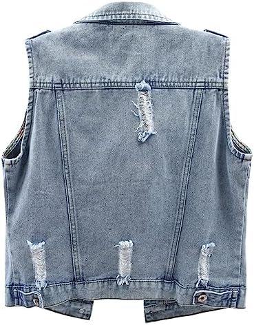 Kedera Womens Denim Jean Vest Classic Junior Button Up Cropp...