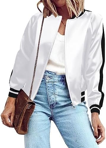 Zeagoo Women's Bomber Jacket Lightweight Zip Up Jacket Casua...