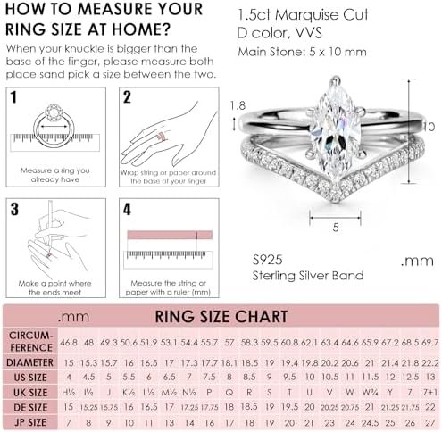 Michooyel S925 1.5ct Marquise Cut 2in1 Engagement Rings For ...