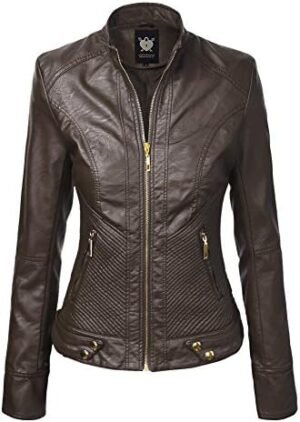 Lock and Love Women's Faux Leather Moto Biker Jacket Coat Lock and Love Women's Faux Leather Moto Biker Jacket Coat wi...