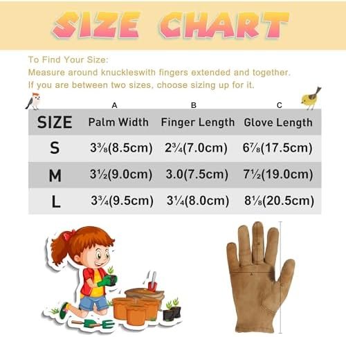 HLDD HANDLANDY Kids Leather Work Gloves, Kids Gardening Glov...