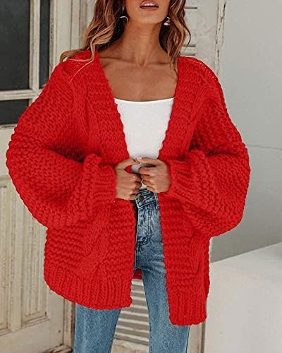 Cicy Bell Women's Open Front Chunky Knit Cardigan Loose Lant...