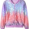 Lovekider Girls Sequin Jacket Glitter Long Sleeves Gradient ...
