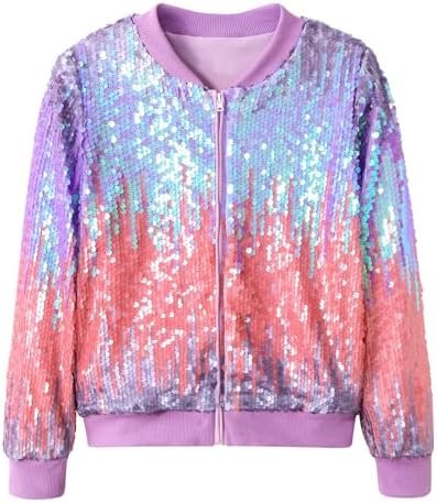 Lovekider Girls Sequin Jacket Glitter Long Sleeves Gradient ...
