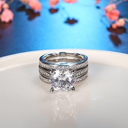 Cubic Zirconia Bridal Set - Big Round CZ White Gold Plated W...