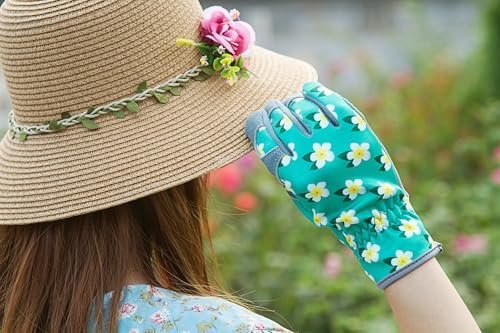 SKYDEER Women's Gardening Gloves - Genuine Deerskin Suede, U...