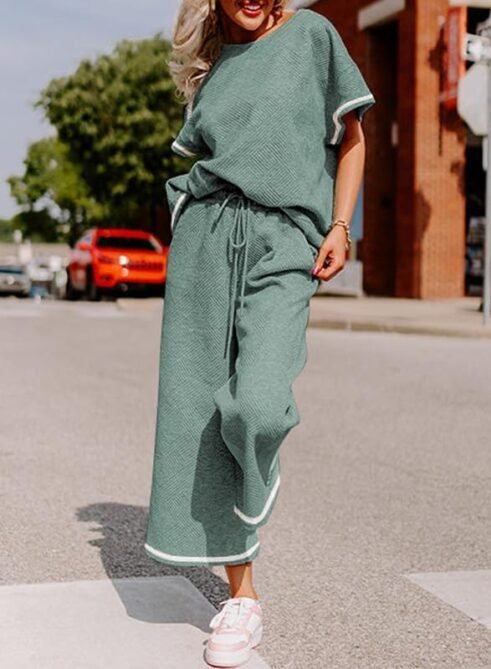 SHEWIN Women's 2 Piece Outfits Sweatsuit Casual Short Sleeve...