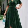 BerryGo Women's Velvet V Neck Wrap Semi Formal Dress Cocktai...