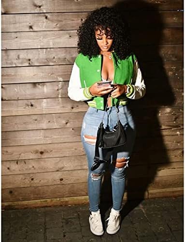 ThusFar Women Denim Distressed Jacket Puff Sleeve Ripped Poc...