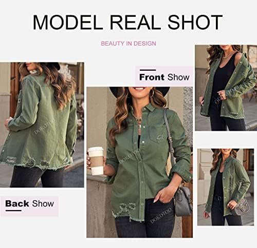 Dokotoo Women's Oversized Denim Jacket Casual Long Sleeve De...