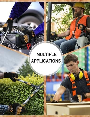 Work Gloves for Men Women, TPR Impact Protection Utility Mec...