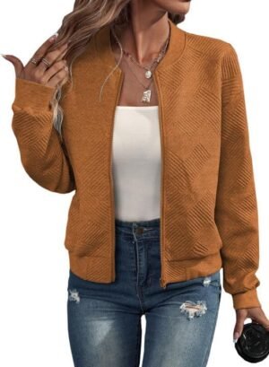 EVALESS Womens Bomber Jacket Coat Casual Stand Collar Zip Up... EVALESS Womens Bomber Jacket Coat Casual Stand Collar Zip Up...