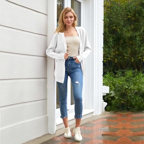 Women's Long Sleeve V-Neck Button Down Cardigan Chunky Overs...