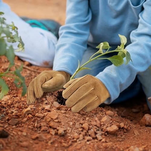 HLDD HANDLANDY Kids Leather Work Gloves, Kids Gardening Glov...