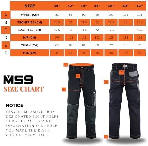 MS9 Men's Cargo Active Outdoor Casual Tactical Work Pants Tr...
