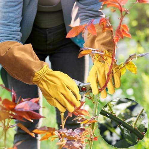 Rose Pruning Garden Gloves for Men/Women,Thorn Proof Heavy D...