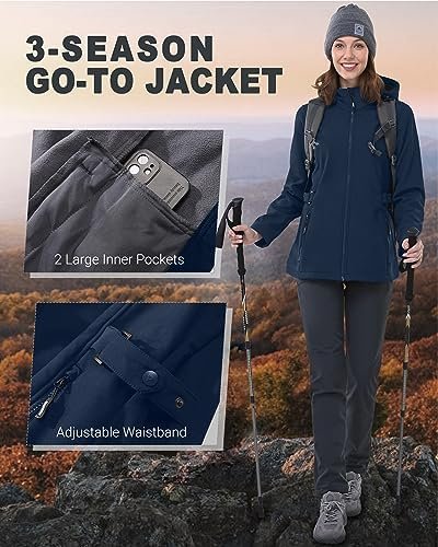 Outdoor Ventures Women's Softshell Jacket with Removable Hoo...