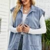 Huaqiao Womens Denim Vest Mid long Jacket Jean Sleeveless Ve...