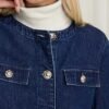 Kedera Jean Jacket Women 2025 Long sleeves Cropped Collarles...