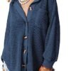 Dokotoo Womens Waffle Knit Shacket Jacket Casual Long Sleeve...