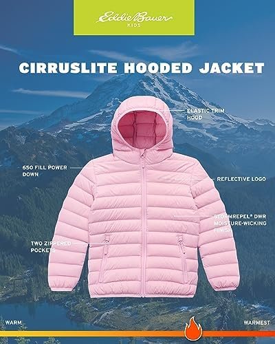 Eddie Bauer Girls' Jacket - CirrusLite Weather Resistant Dow...