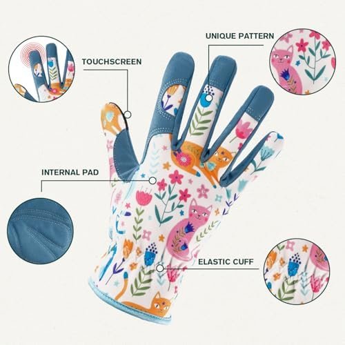 Gardening Gloves for Women, Printed Touchscreen Garden Glove...