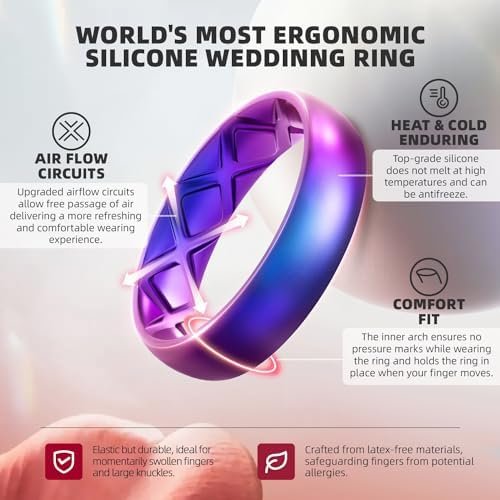 Egnaro Silicone Anniversary Ring Women, Breathable Design Wo...