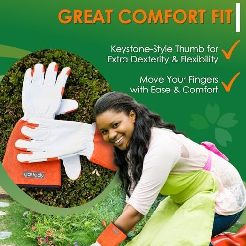Gastody- Long Sleeve Leather Gardening Gloves, Multipurpose...