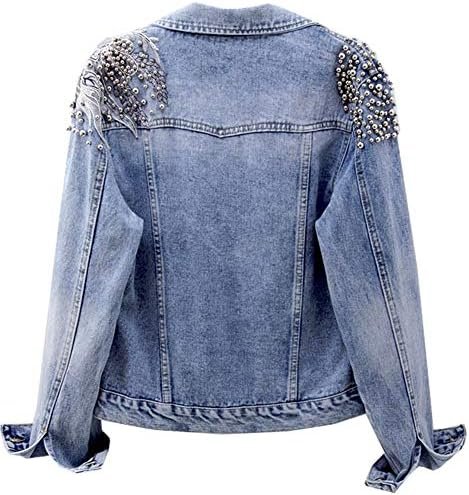 Kedera Women's Denim Jacket Long Sleeve Western Rivet Studde...