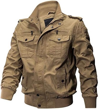 CRYSULLY Men's Spring Fall Casual Windbreaker Jacket Cargo S...