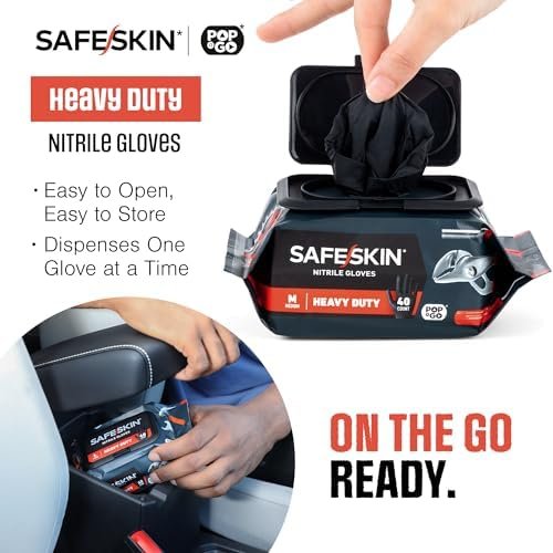 SAFESKIN Heavy Duty Nitrile Disposable Latex Free Gloves (40...