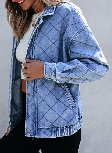 Sidefeel Women's Jean Jacket Long Sleeve Zimbaplatinum Overs...