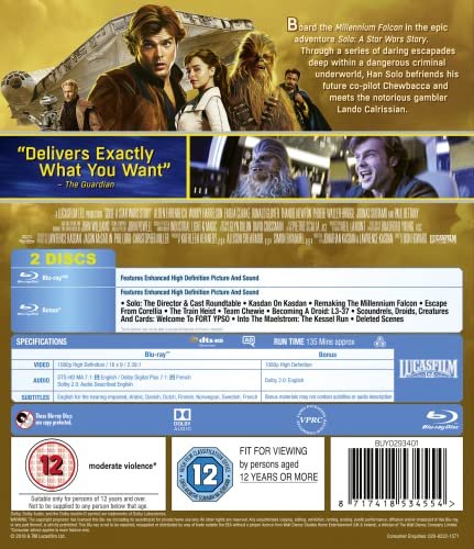 Solo: A Star Wars Story [Blu-ray] [2018] [Region Free]