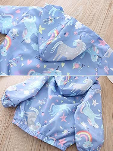 Girls Cartoon Unicorn Jackets Spring Zip Kids Hooded Flaming...