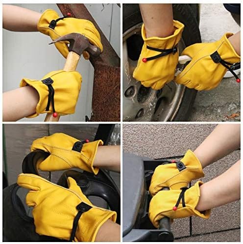 HLDD HANDLANDY Leather Work Gloves for Men & Women, Adjustab...