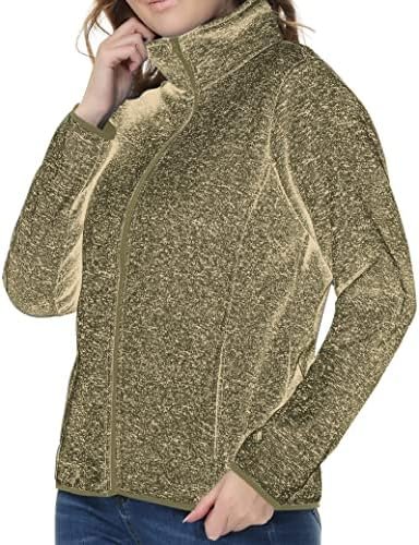 Womens Knitted Sweater Unique Speckled Zip Up Fleece Jacket,...