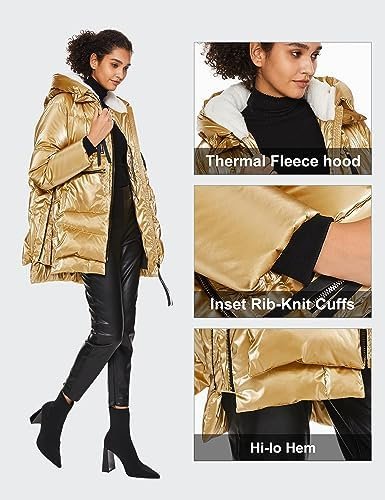 Orolay Women's Metallic Down Coat Mid-Length Puffer Jacket w...