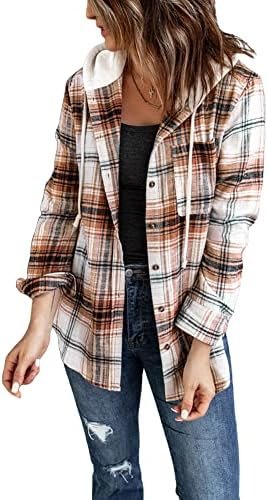 INFITTY Women's Buffalo Plaid Hoodie Long Sleeve Jacket Butt... INFITTY Women's Buffalo Plaid Hoodie Long Sleeve Jacket Butt...