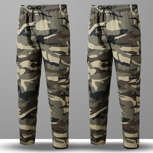 ZEFOTIM Casual Pants for Men Camouflage/Solid Color Cinch Bo...