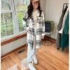 PUWEI Women's Casual Lapel Button Down Long Plaid Shirt Coat...