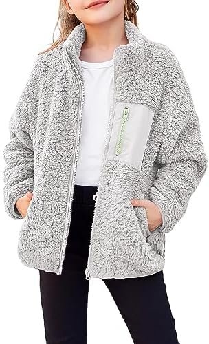 Arshiner Girls Fleece Jacket Sherpa Fall Winter Full Zip Fuz...
