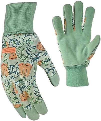 DIGZ Women's Leather Palm Garden Gloves with Knit Wrist
