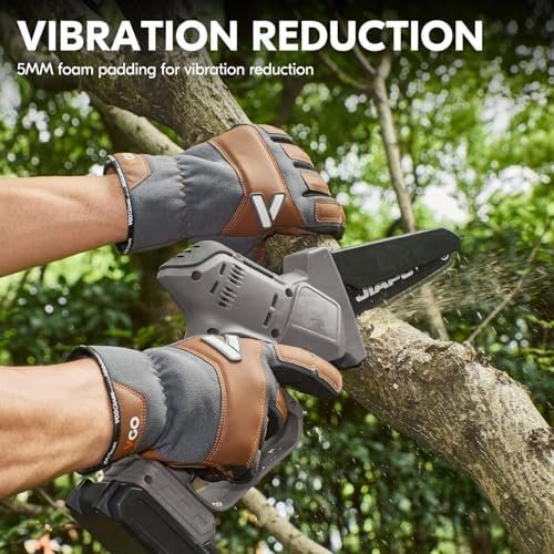 Vgo... Work Gloves for Men,Leather Safety Work Gloves,Scratc...