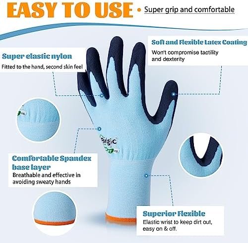 2 Pairs Gardening Gloves- Snug Fit, Breathable Rubber Coated...