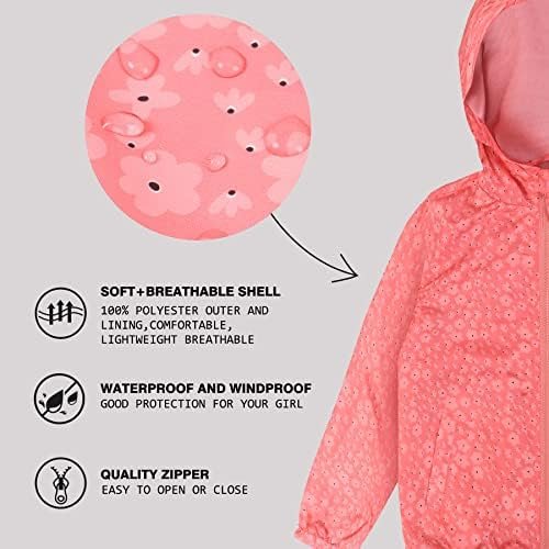 SUNDAY ROSE Boys Girls Rain Jackets Lightweight Waterproof H...