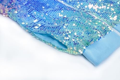 Girls Sequin Bomber Jacket Glitter Outwear Long Sleeve Zippe...