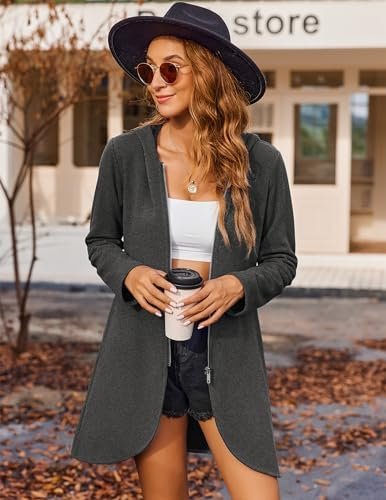 Zeagoo Women's Long Zip Up Hoodie Lightweight Oversized Tuni...