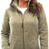 Womens Knitted Sweater Unique Speckled Zip Up Fleece Jacket,...