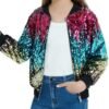 EXARUS Girls Sparkle Sequin Jacket with Pockets Glitter Ligh...